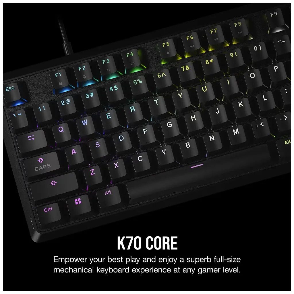 Teclado gamer mecánico Corsair K70 CORE RGB USB Gris EN-2.webp