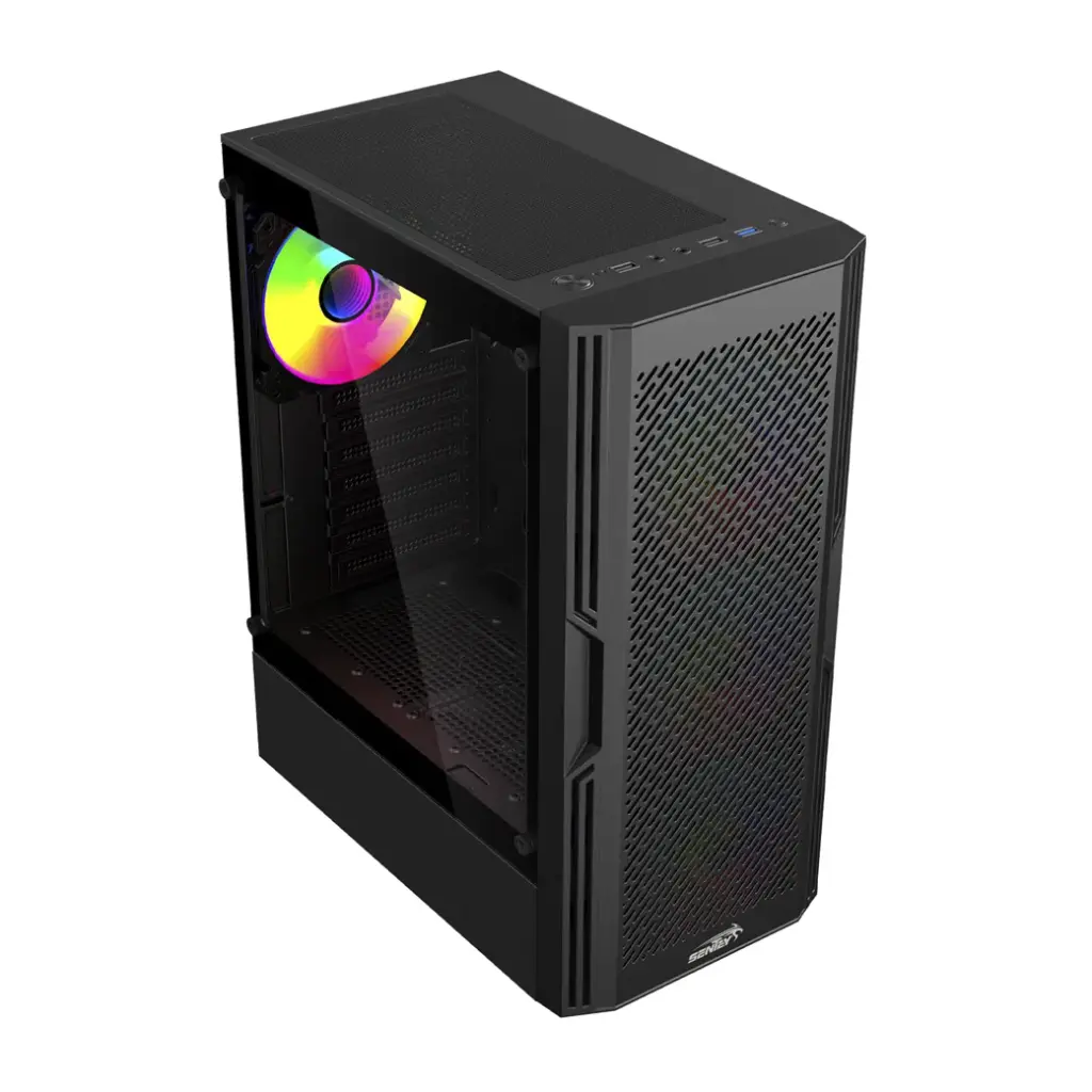 Gabinete Sentey Hunter black 4 coolers argb mesh vidrio temp-2.webp