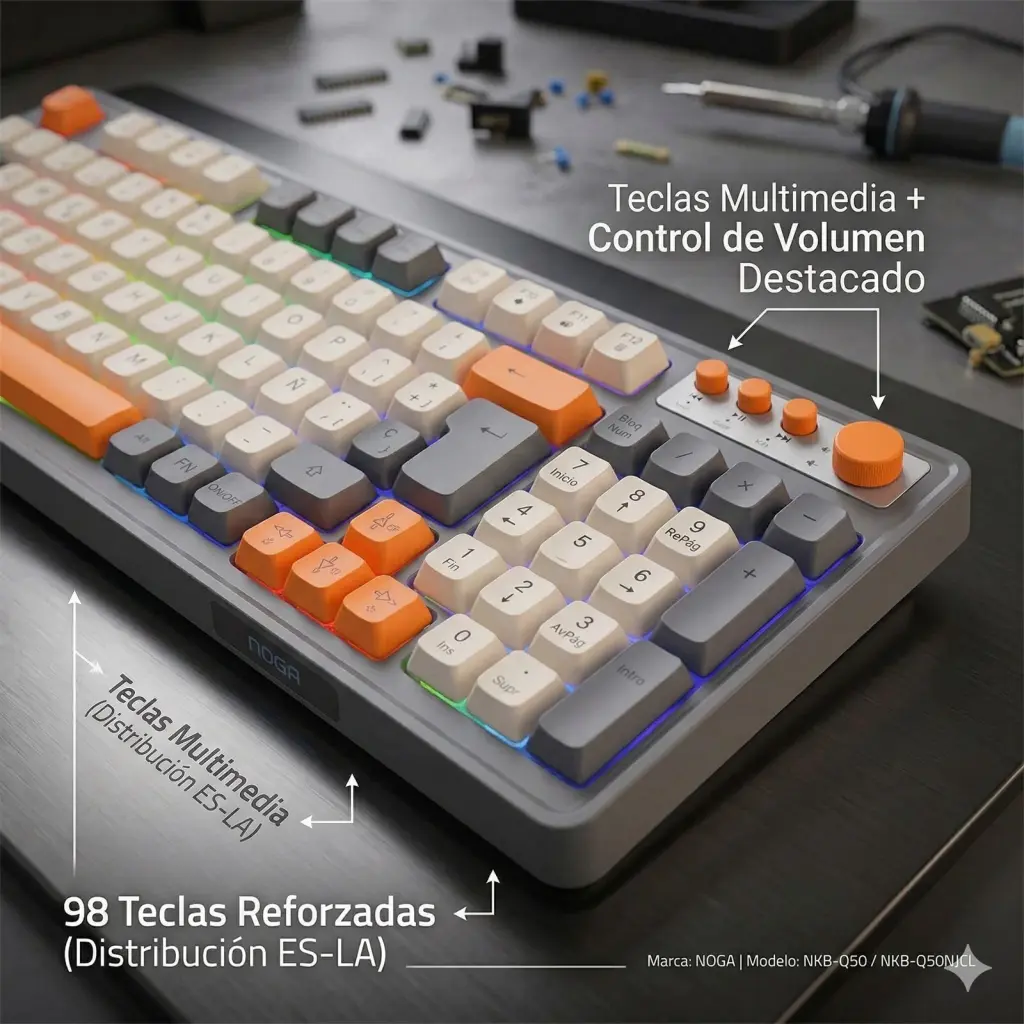 Teclado gamer membrana Noga NKB-Q50 vintage RGB Leds-4.webp
