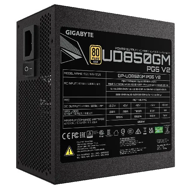 Fuente pc Gigabyte 850W 80 Plus Gold Full Modular PG5 negra-3.webp