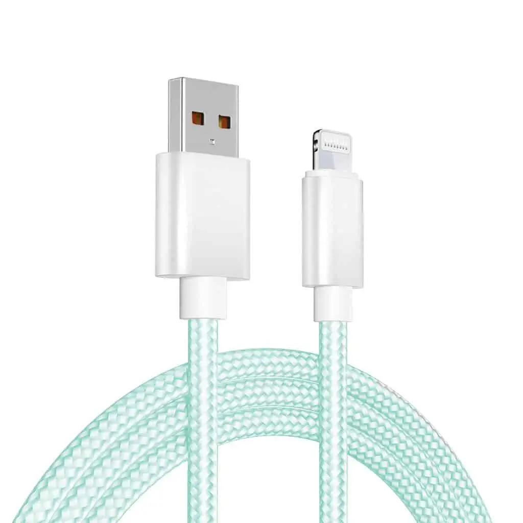 Cable usb a lightning Carga rápida Xaea Sook candy 1mt Carga y datos blanco y verde-2.webp