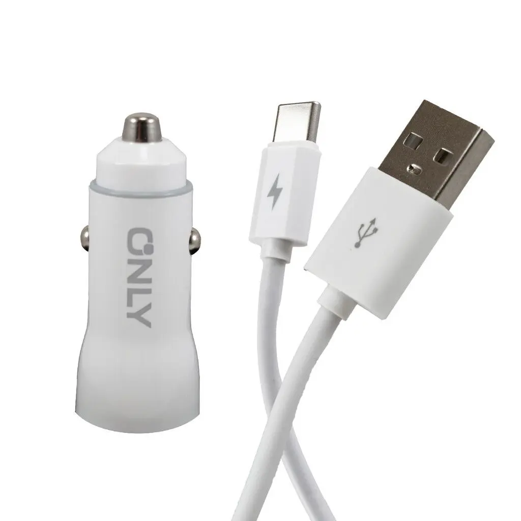 Cargador de auto 12v carga rápida Xaea Gear White - 1 usb 1 usb tipo c + cable tipo c potenciado 3.1A-2.webp