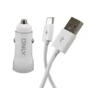 Cargador de auto 12v carga rápida Xaea Gear White - 1 usb 1 usb tipo c + cable tipo c potenciado 3.1A-2.webp