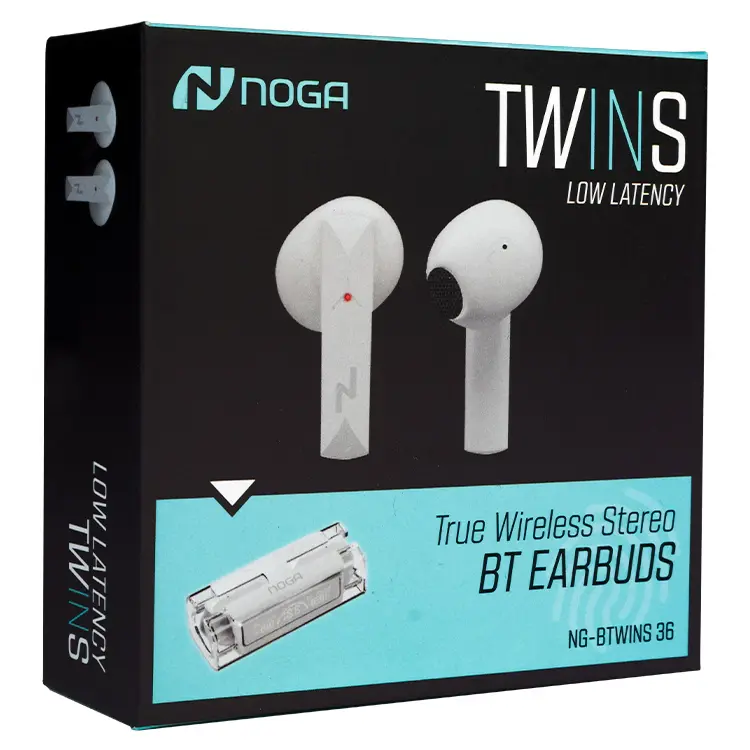 Auricular bluetooth Noga Twins blanco bluetooth 5.3 táctil llamadas-2.webp