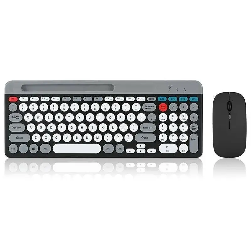 Teclado slim inalámbrico bluetooth 2.4GHz 3 conexiones Xaea recargable soporte celular multitarea-2.webp