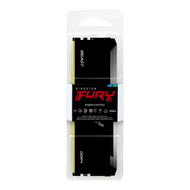 Additional Image 1: Memoria-Pc-Kingston-16GB-DDR4-3600MHz-Fury-Beast-black-RGB-CL18-3.webp