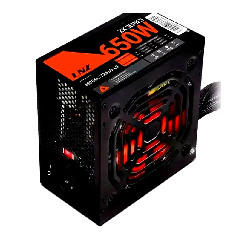 Additional Image 2: Fuente-pc-LNZ-650W-genericos-cables-largos-led-rojo-3.webp