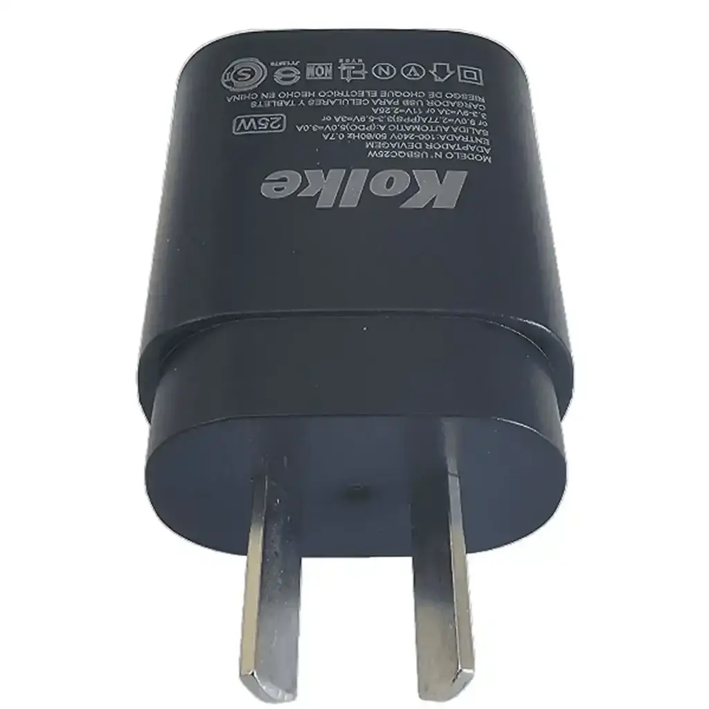 Cargador usb tipo c carga rapida Kolke 25W negro sin cable 630436-2.webp