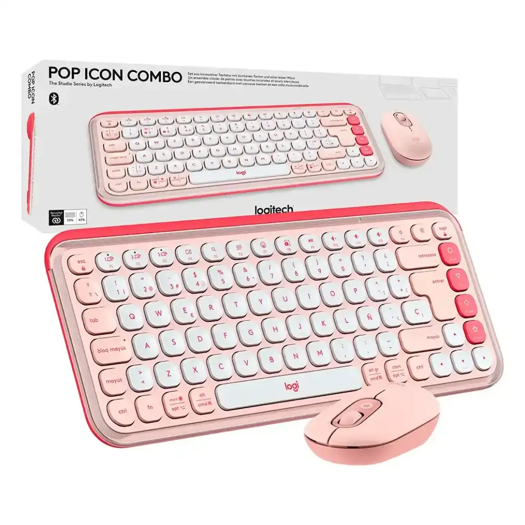 Teclado y mouse Inalámbrico Logitech POP Icon Rosa-2.webp