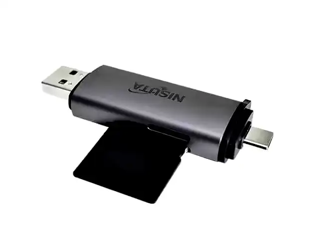 Additional Image 2: Lector-de-memorias-SD-MicroSD-externo-Nisuta-USB-C-3.1-y-USB-3.0-2-1.webp