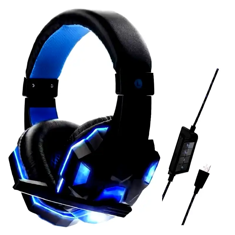 Auricular gamer led USB 7.1 Surround Skyway Bull Goat azul 2.1mts GM-5005 