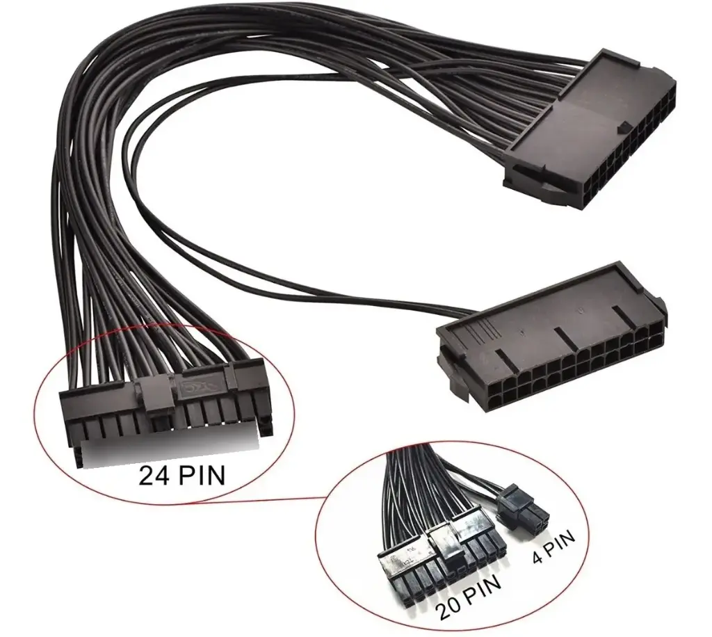 Cable adaptador splitter 2 fuentes (no addpsu) sincroniza fuentes mineria 
