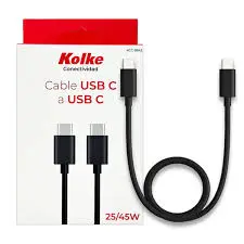 Cable USB tipo C a USB tipo C Kolke 25W/45W 1m negro KCC-8643 
