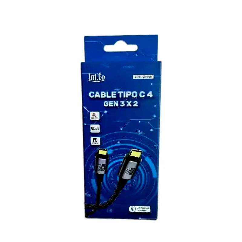 Cable USB tipo C macho a usb tipo c macho gen 3 x2 1mt QC 4.0 100W Int.co 