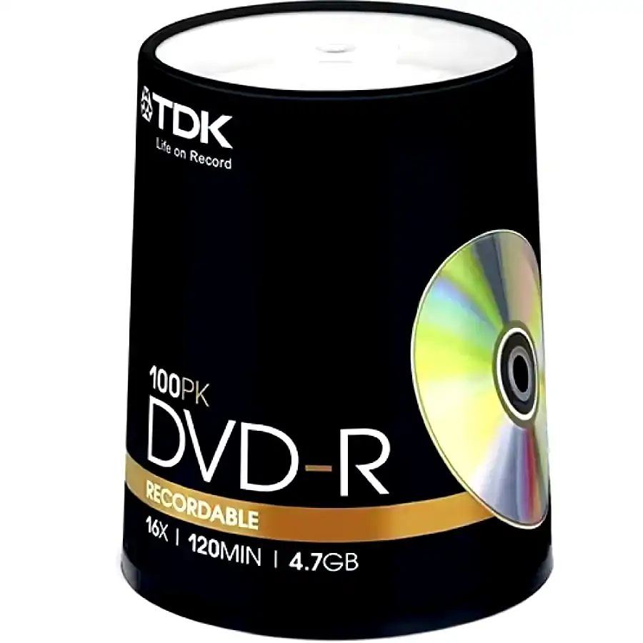 DVD-R virgen TDK Estampado 4.7GB 8X x100 Unidades 