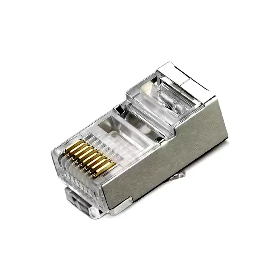 Ficha RJ45 para cable cat 5e Nisuta 50 micrones con malla metálica