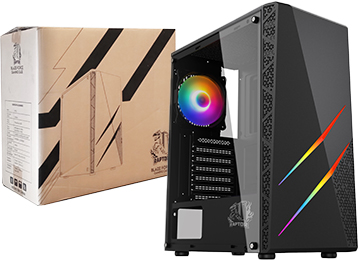 Gabinete Raptor Blaze Force RGB vidro temp mid-tower 2 cooler c/control 