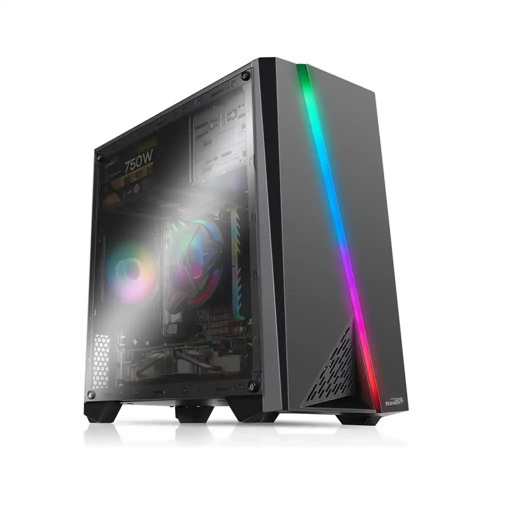 Gabinete Sentey F10 acrílico rgb micro-atx 