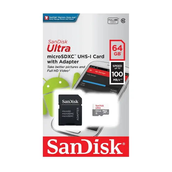 Memoria MicroSD HC Sandisk 64GB Ultra C10 UHS-I 100MB/S 