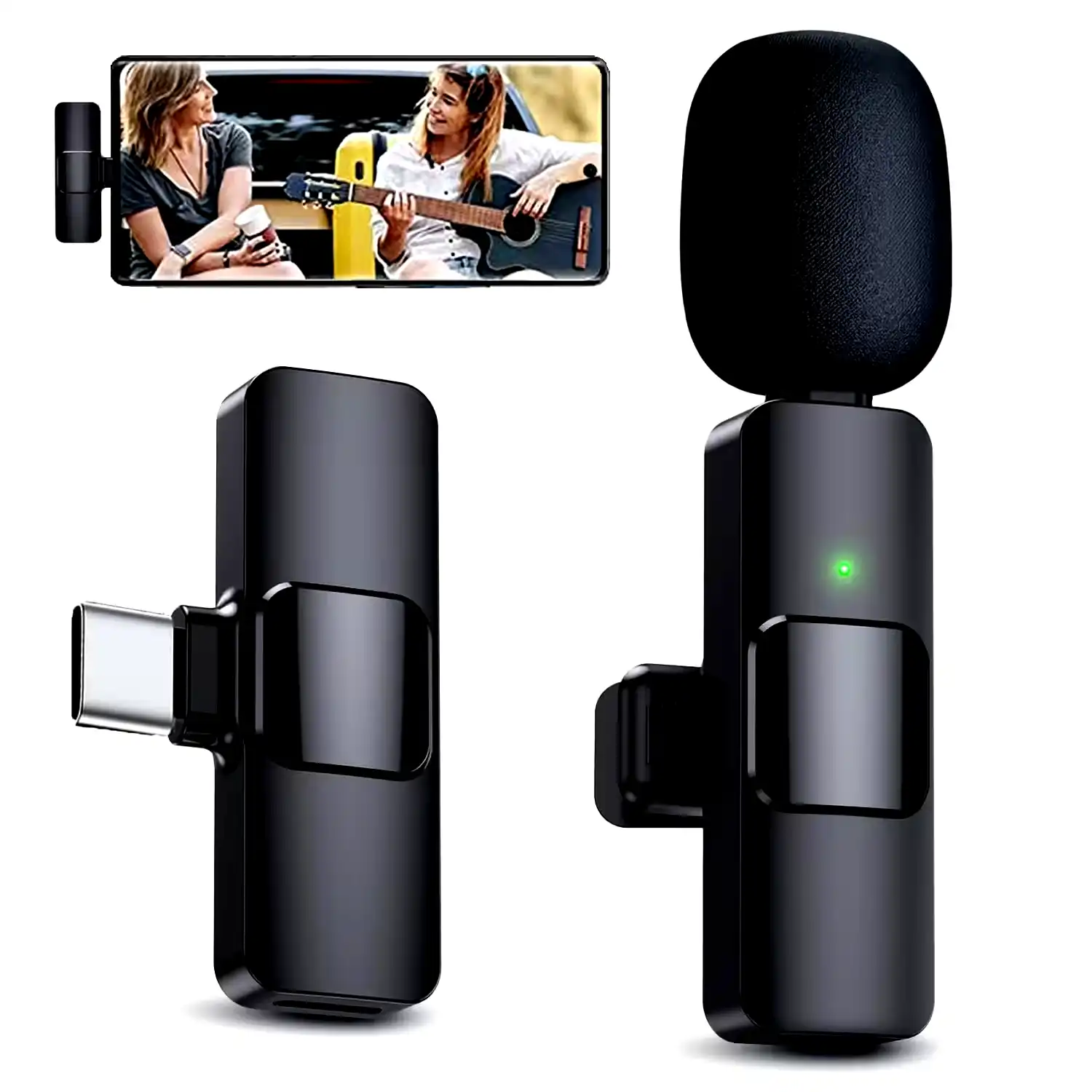 Micrófono corbatero inalámbrico recargable K8 Android transmision vivo youtubers - Usb tipo c 