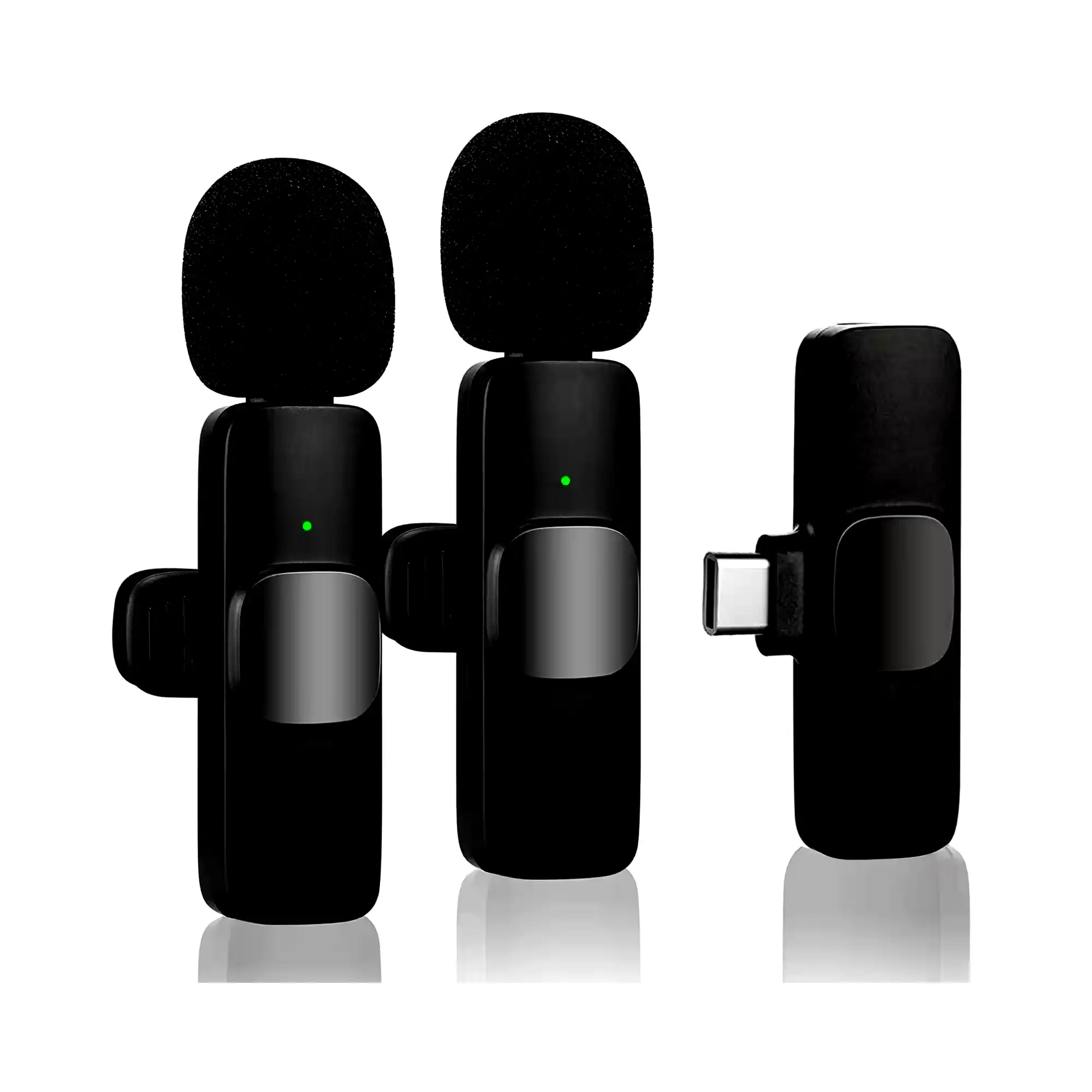 Micrófonos corbateros inalámbricos doble recargables K9 Max Android p/entrevistas y vivo c/accesorios - Usb tipo c 