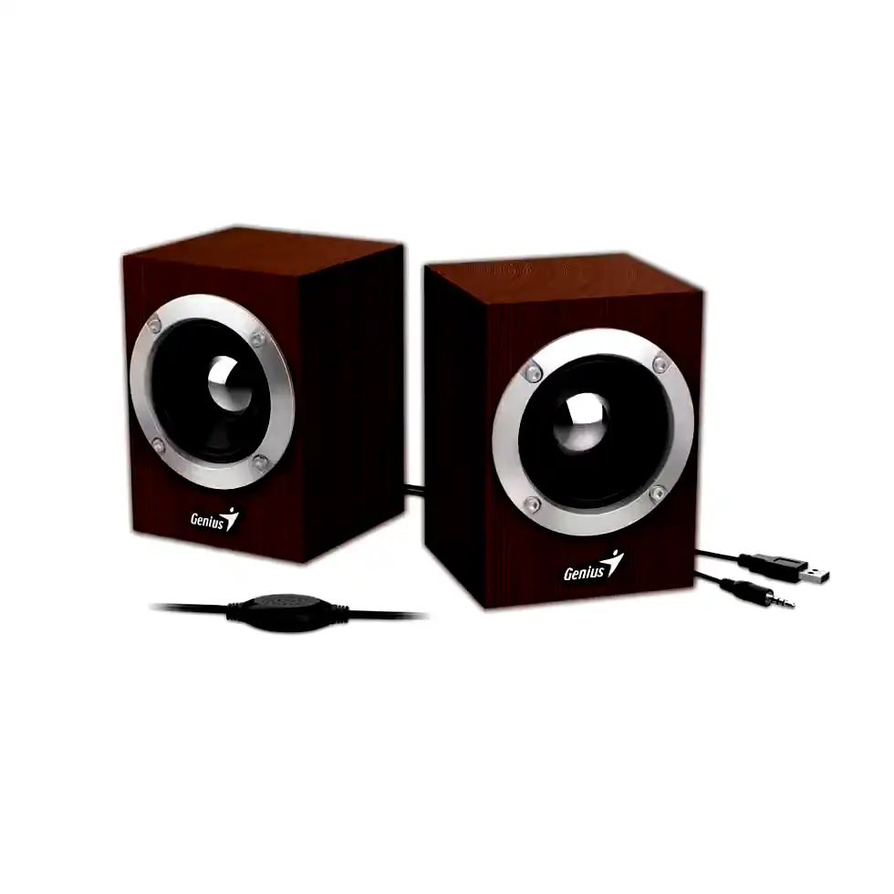 Parlantes Genius 2.0 USB 6W Madera c/control de volumen SP-HF280 