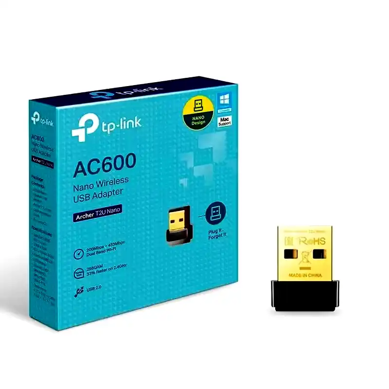 Placa de red Wifi USB TP-Link Archer T2U Nano AC600 Doble Banda 