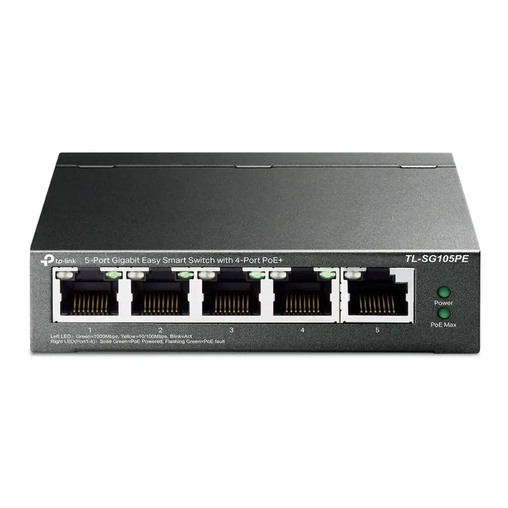 Switch desktop Conmutador Tp-Link TL-SG105PE 5 puertos gigabit acero POE Easy Smart