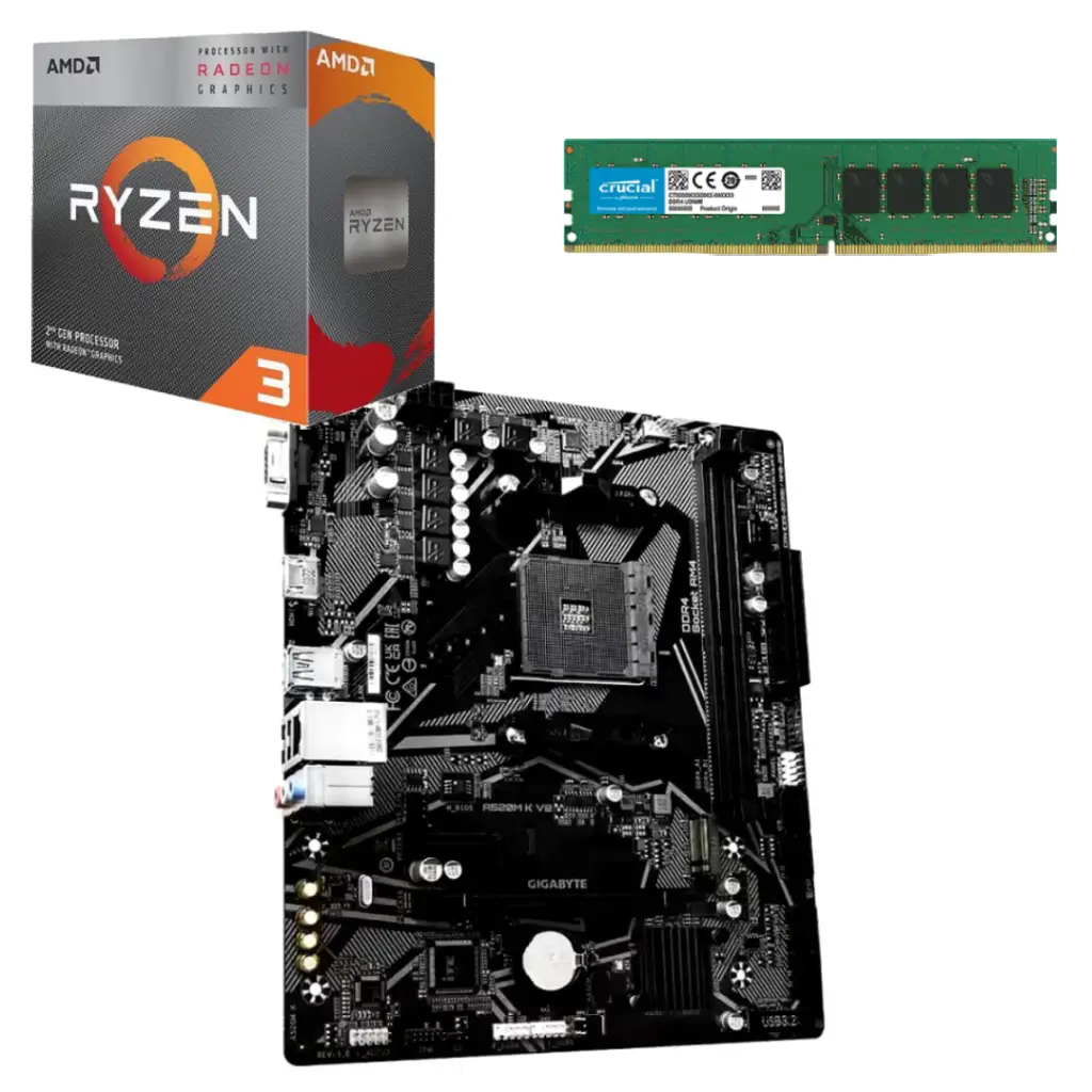 Combo Amd Ryzen 3 3200G / Placa A520 / Ram 8GB 3200MHz c/video