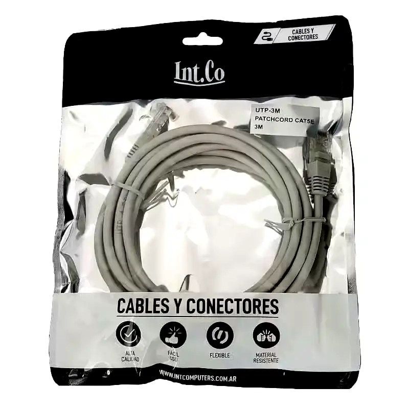 Cable UTP patch cord cat 5E Int.co 3mts