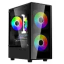 Gabinete LNZ M10 vidrio temp 3 cooler rainbow rgb micro-atx