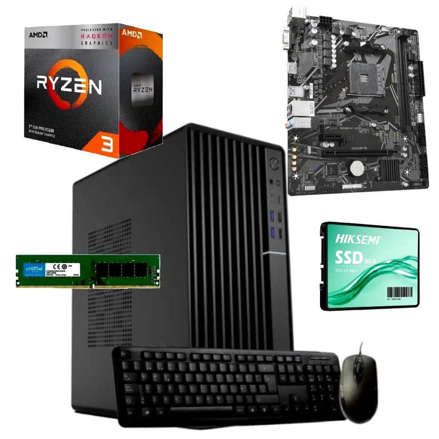 CPU AMD Ryzen 3 3200G SSD 240GB RAM 8GB Gabinete c/fuente 600W c/kit periféricos