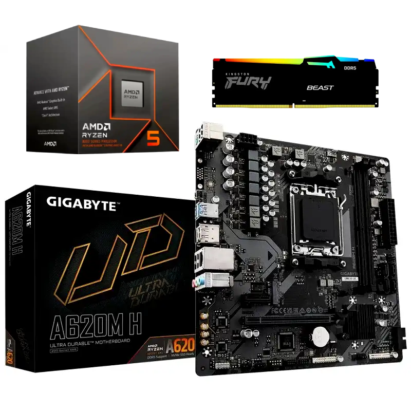 Combo Amd Ryzen 5 8600G / Placa A620 / Ram 16GB 5200MHz c/video 