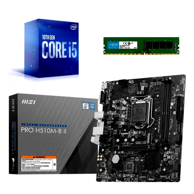 Combo Intel I5 10400 / Placa H510 / Ram 8GB 3200MHz c/video