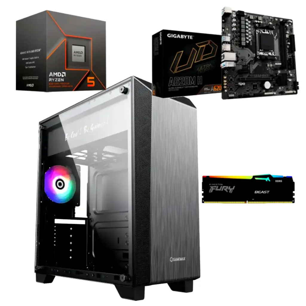 CPU AMD AMD Ryzen 5 8600G SSD NVMe 480GB RAM 16GB Gabinete c/fuente 650W