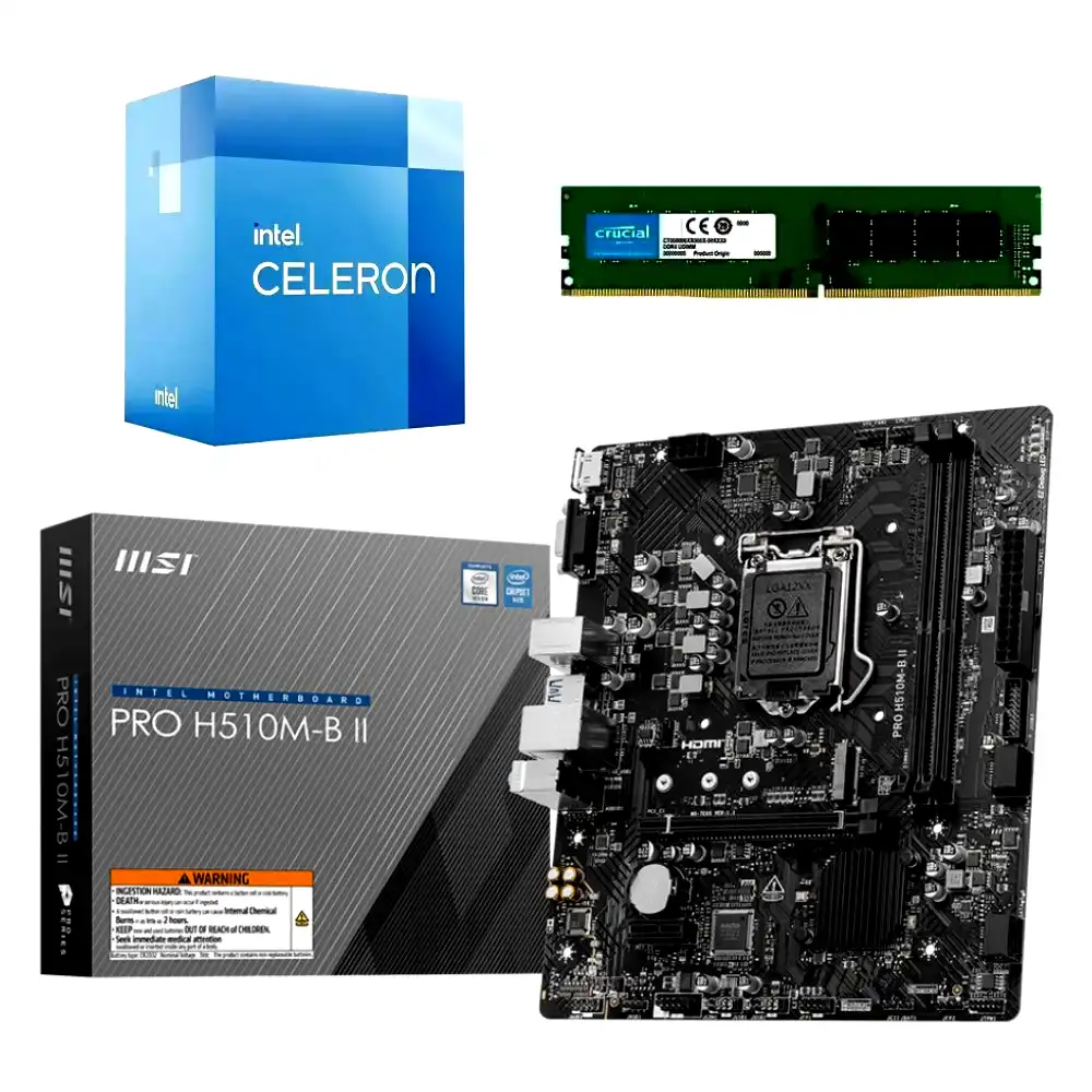Combo Intel Celeron G5925 / Placa H510 / Ram 8GB 3200MHz c/video