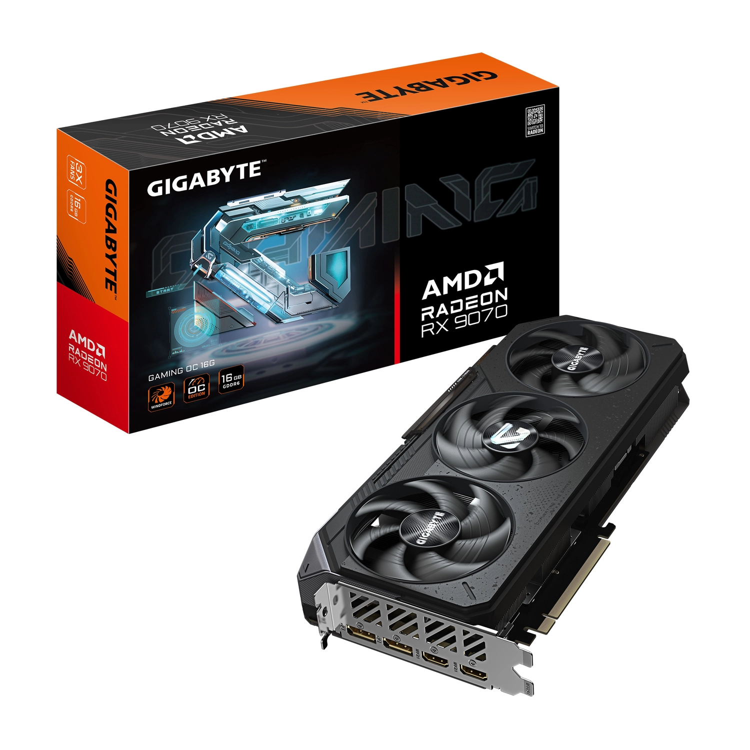 Placa de video Gigabyte AMD Radeon RX 9070 Gaming OC 16GB GDDR6