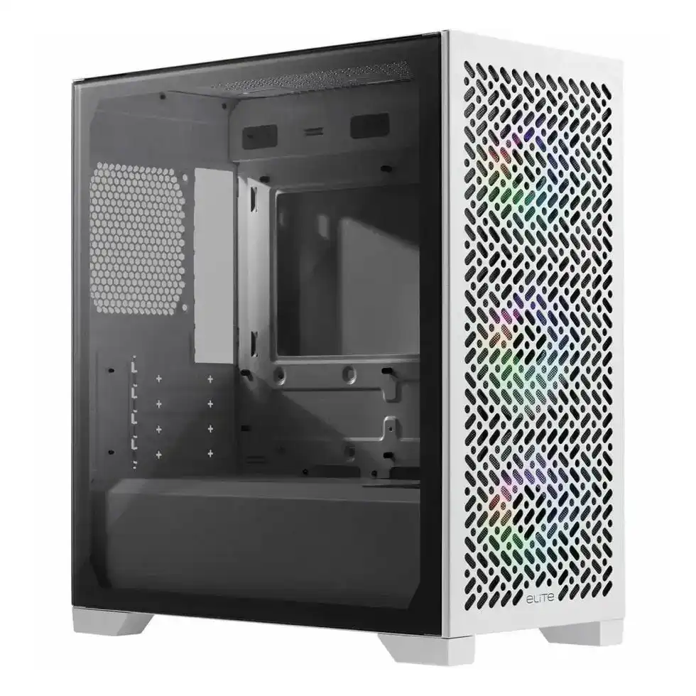 Gabinete Cooler Master Elite 302 blanco 3 coolers rgb vidrio temp