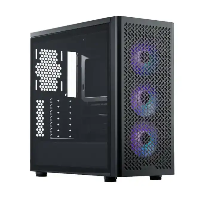 Gabinete Cooler Master Elite 502 negro 3 coolers rgb vidrio temp