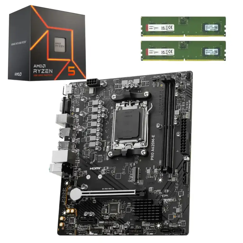 Combo Amd Ryzen 5 7600 / Placa A620 / Ram 2x8GB 5600MHz c/video