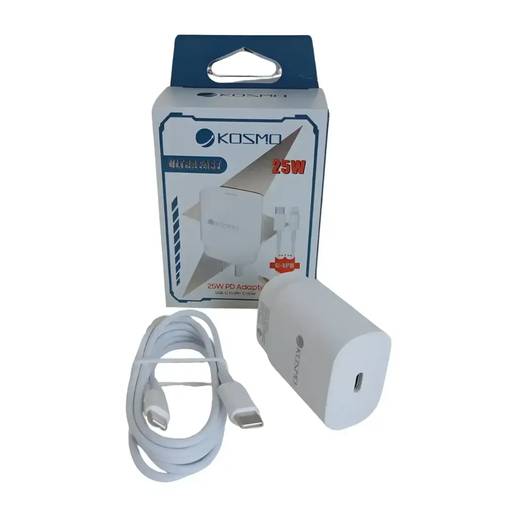 Cargador Kosmo Ultra Fast 25W PD blanco USB tipo C (3011)