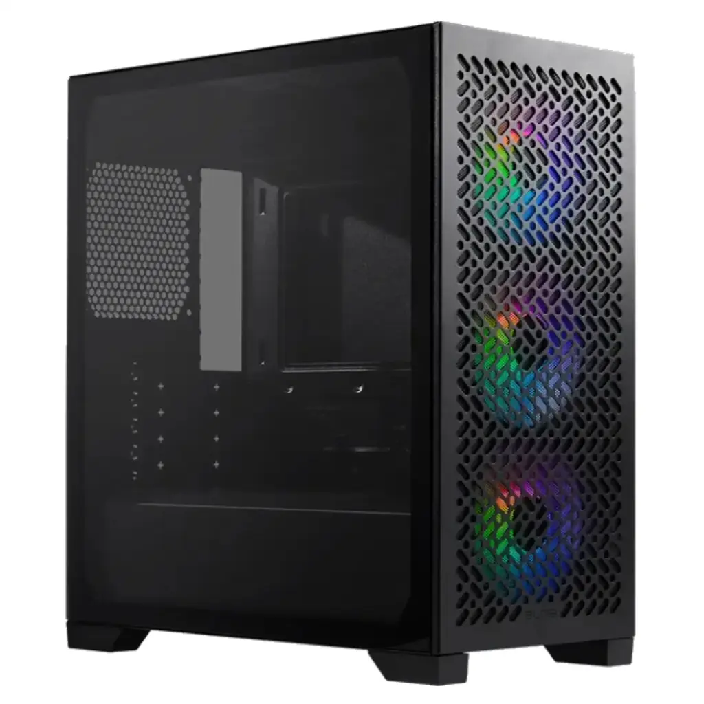 Gabinete Cooler Master Elite 302 negro 3 coolers rgb vidrio templado