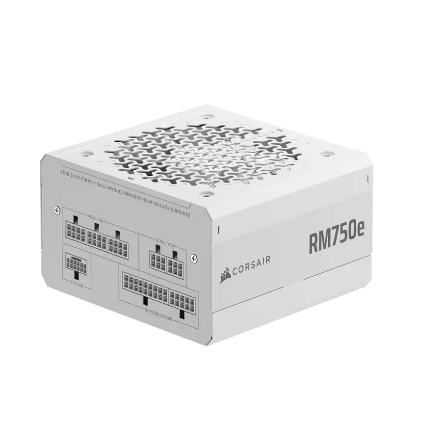 Fuente Pc Corsair RM750E Full Modular PCIe 5.1 Cybenetics Gold 62.5A White
