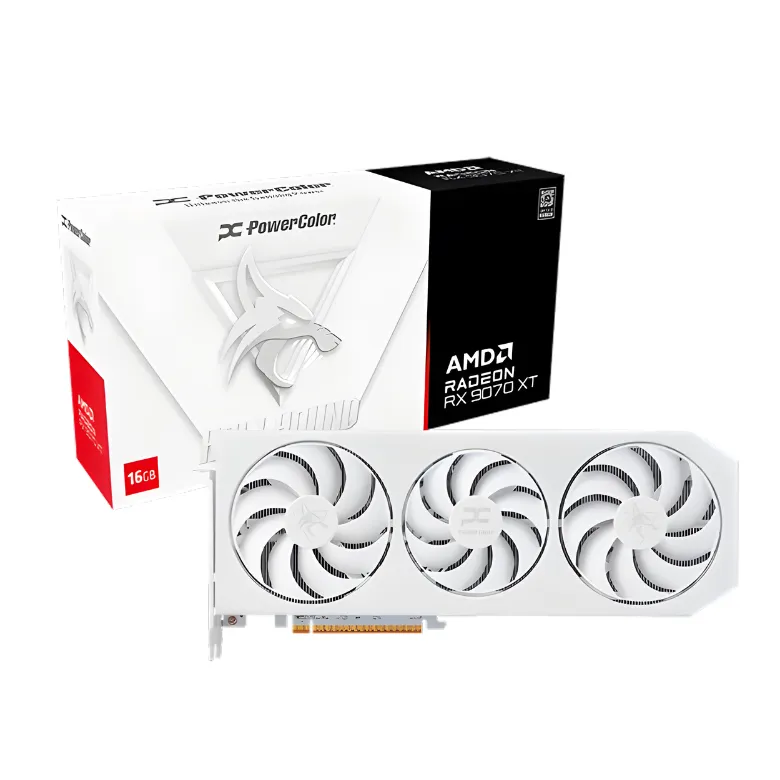 Placa de video PowerColor Hellhound RX 9070 XT 16GB GDDR6 Spectral White
