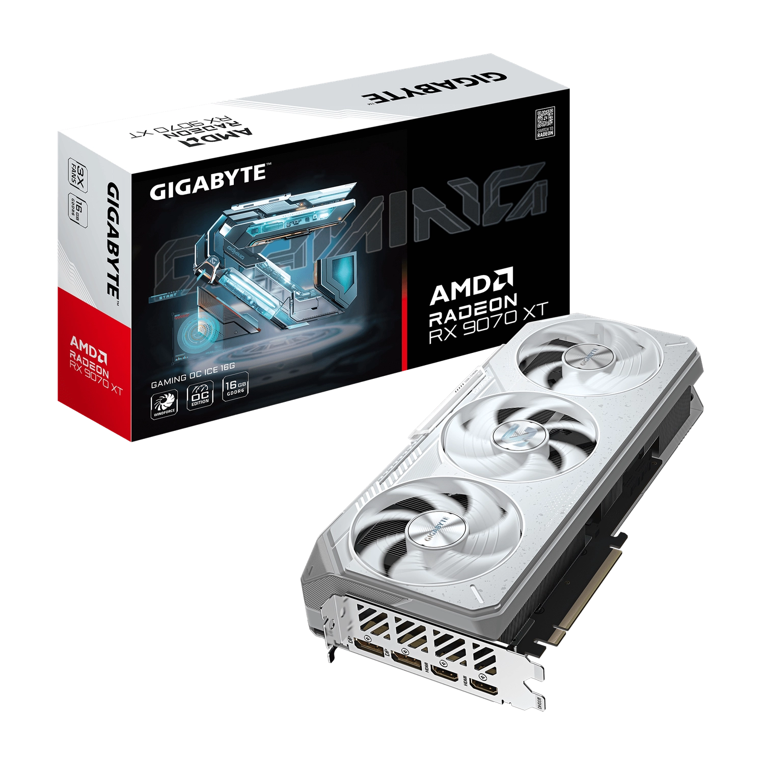Placa de Video GIGABYTE Radeon RX 9070 XT GAMING OC ICE 16G