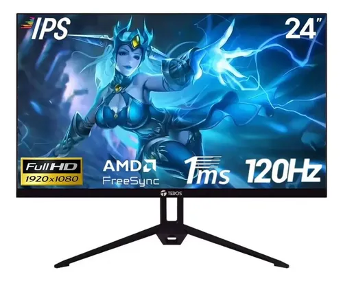 Monitor Teros 24" plano IPS Full HD 120Hz 1ms hdmi display port