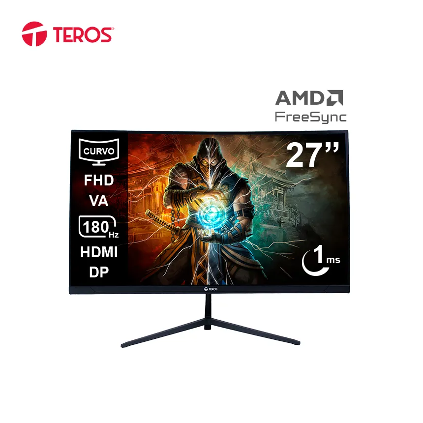 Monitor Teros TE-2787G Gaming 27" Curvo VA FHD (1920X1080) 180Hz 1ms Ficha USA