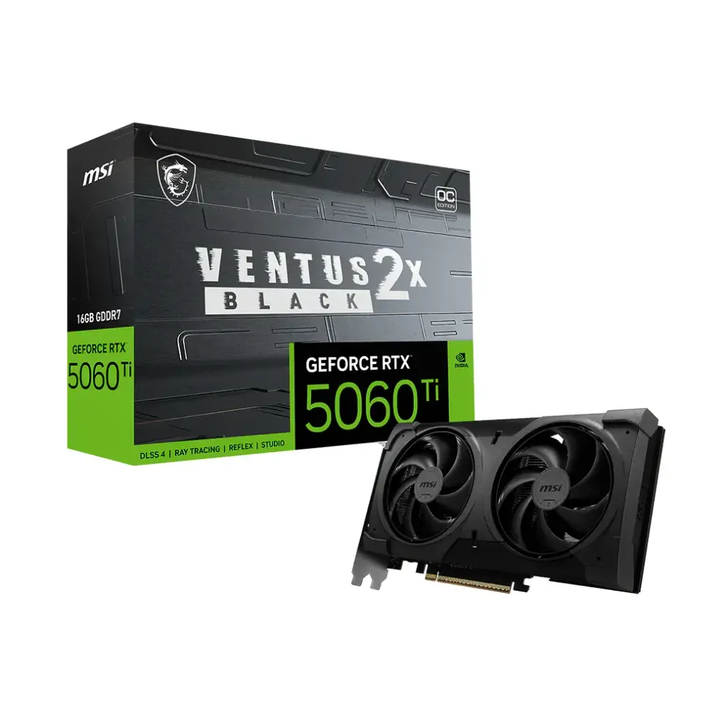 Placa De Video Msi RTX 5060 TI 16GB GDDR6 Ventus 2X Oc Black Plus