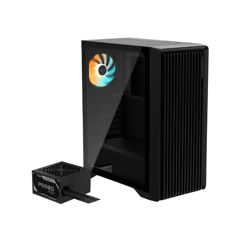 Gabinete Gigabyte C103 GLASS TG x1 ARGB Fan x1 c/Fuente 650W 80 Plus Gold