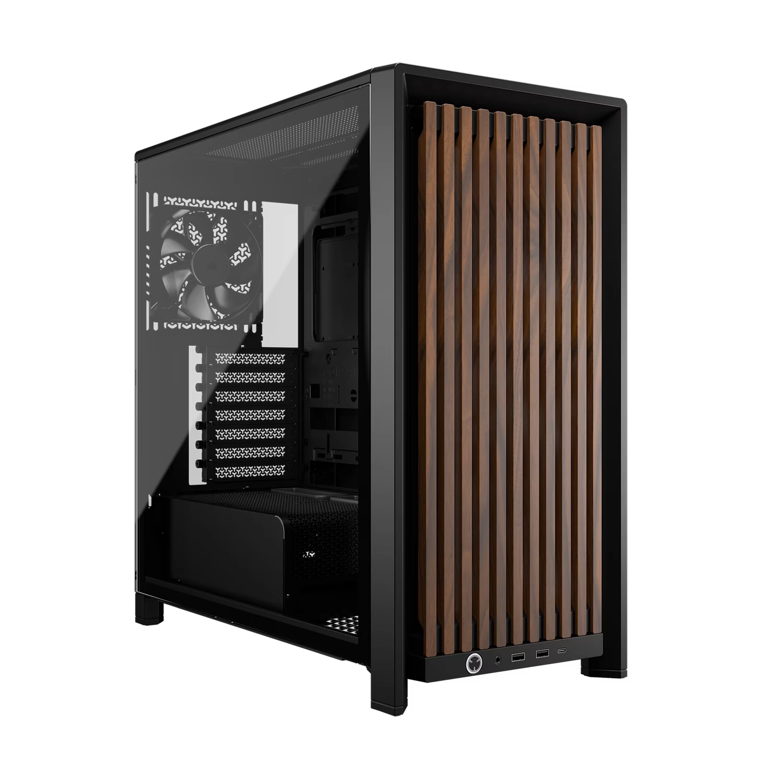 Gabinete CORSAIR FRAME 4000D RS Wood Mid-Tower, Negro / Madera